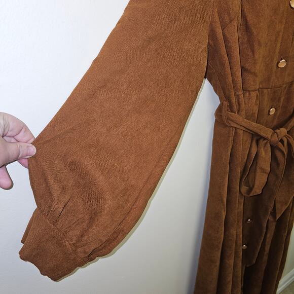 SHEIN Brown Corduroy Maxi Dress (Size 1X) Boho, Western, Bohemian - Picture 3 of 5